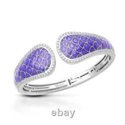 Belle Etoile Marina Bangle Deep Sea Blue or Purple Enamel Sterling Silver Pave