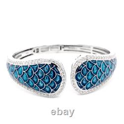 Belle Etoile Marina Bangle Italian Enamel Sterling Silver Pave