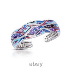 Belle Etoile Mystica Bangle 925 Sterling Silver Pave' Fine Enamel