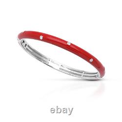 Belle Etoile Staccato Bangle Solid 925 Sterling Silver Pave' Fine Italian Enamel