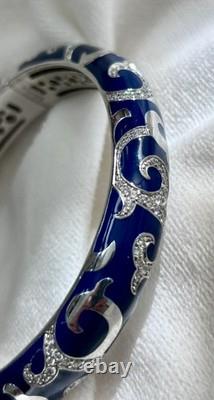 Belle Etoile Sterling 925 Blue Enamel Royale Bangle Bracelet EUC