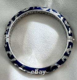 Belle Etoile Sterling 925 Blue Enamel Royale Bangle Bracelet EUC