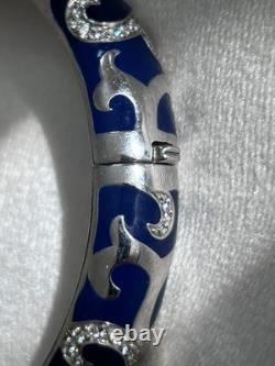 Belle Etoile Sterling 925 Blue Enamel Royale Bangle Bracelet EUC