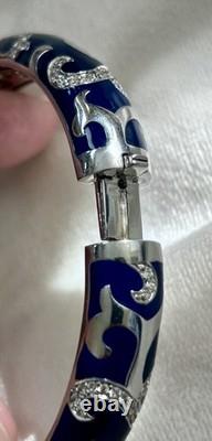 Belle Etoile Sterling 925 Blue Enamel Royale Bangle Bracelet EUC
