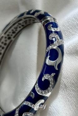 Belle Etoile Sterling 925 Blue Enamel Royale Bangle Bracelet EUC