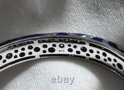 Belle Etoile Sterling 925 Blue Enamel Royale Bangle Bracelet EUC