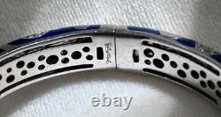 Belle Etoile Sterling 925 Blue Enamel Royale Bangle Bracelet EUC