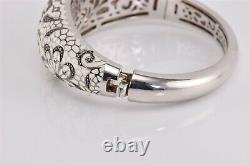 Belle Étoile Sterling Silver Fleur De Lace White Enamel Hinged Bangle 6.5 53.5g