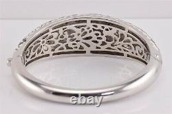 Belle Étoile Sterling Silver Fleur De Lace White Enamel Hinged Bangle 6.5 53.5g