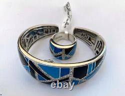 Belle Etoile bracelet Size M. Delano Blue Black Enamel Silver 925