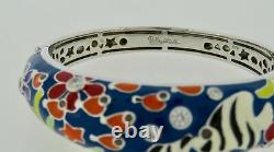 Belle e'toile Sterling Silver Enamel Angelfish Blue Bangle Bracelet Hallmarked