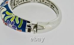 Belle e'toile Sterling Silver Enamel Angelfish Blue Bangle Bracelet Hallmarked