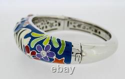 Belle e'toile Sterling Silver Enamel Angelfish Blue Bangle Bracelet Hallmarked