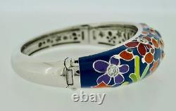 Belle e'toile Sterling Silver Enamel Angelfish Blue Bangle Bracelet Hallmarked