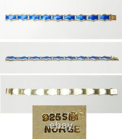Bernard Meldahl Norway sterling silver cobalt blue enamel vintage bracelet