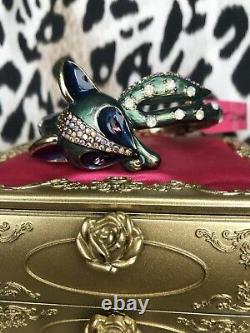 Betsey Johnson All Wrapped Up Teal Blue Fox Critter Hinged Bangle Bracelet RARE