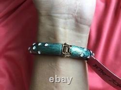 Betsey Johnson All Wrapped Up Teal Blue Fox Critter Hinged Bangle Bracelet RARE