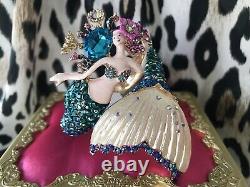 Betsey Johnson Festival Mermaid Wrap Around Hinged Bangle Bracelet Iridescent