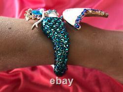 Betsey Johnson Festival Mermaid Wrap Around Hinged Bangle Bracelet Iridescent