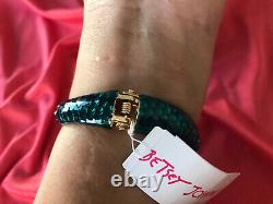 Betsey Johnson Festival Mermaid Wrap Around Hinged Bangle Bracelet Iridescent