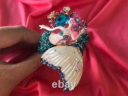 Betsey Johnson Festival Mermaid Wrap Around Hinged Bangle Bracelet Iridescent