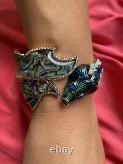 Betsey Johnson Glitter Reef Beta Fish Tail Siamese Fighting Hinged Bracelet RARE