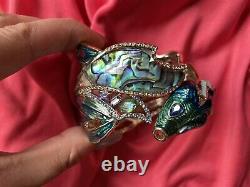 Betsey Johnson Glitter Reef Beta Fish Tail Siamese Fighting Hinged Bracelet RARE