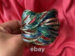 Betsey Johnson Glitter Reef Beta Fish Tail Siamese Fighting Hinged Bracelet RARE