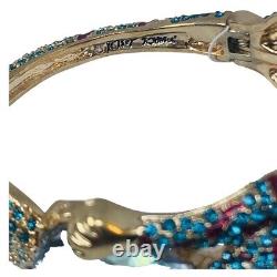 Betsey Johnson Keeping Up With The Critters Blue Leopard Jaguar Coil Bracelet 7