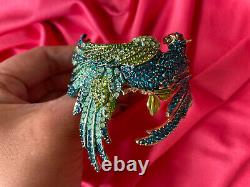 Betsey Johnson Keeping Up With The Critters Peacock Bird Hinged Bangle Bracelet