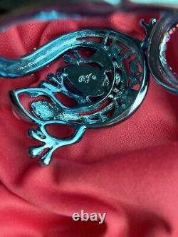 Betsey Johnson Paradise Lost Blue Salamander Gecko Lizard Hinged Bangle Bracelet