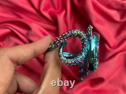 Betsey Johnson Paradise Lost Blue Salamander Gecko Lizard Hinged Bangle Bracelet