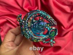 Betsey Johnson Paradise Lost Blue Salamander Gecko Lizard Hinged Bangle Bracelet