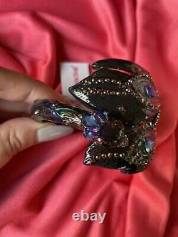 Betsey Johnson Peacock Bird Oil Slick Critter Hinged Bangle Bracelet VERY RARE