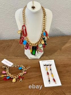 Betsey Johnson School Supplies Charm Necklace, Bracelet & Pencil Earrings NWT
