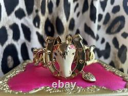 Betsey Johnson Vintage Indian Summer White Horse Horseshoe Luck Chain Bracelet