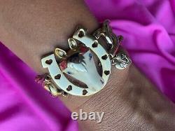 Betsey Johnson Vintage Indian Summer White Horse Horseshoe Luck Chain Bracelet