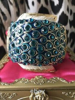 Betsey Johnson Vintage Sea Excursion HUGE Teal Crystal Fish Bangle Bracelet $225