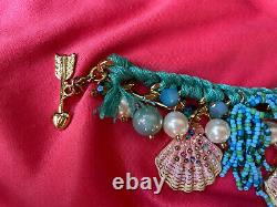 Betsey Johnson Vintage Shell Shocked Shell Scallop Pearl Turquoise Bracelet RARE