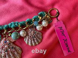 Betsey Johnson Vintage Shell Shocked Shell Scallop Pearl Turquoise Bracelet RARE