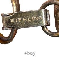 Bliss Brothers Sterling Oval Enamel Tennis Yellow Flowers Rose Bracelet Vintage