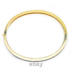 Blue Enamel Bangle Bracelet with Diamonds 14K Yellow Gold 6.5