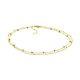 Blue Enamel Bead Chain Anklet 14k Solid Gold Layered Chain Foot Ankle Bracelet