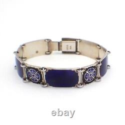 Blue Enamel Bracelet Sterling Silver Scandinavia