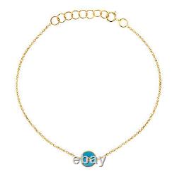 Blue Enamel Diamond Bracelet 14k Yellow Gold Adjustable Length 7 to 8