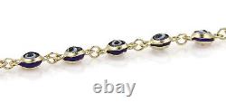 Blue Enamel Evil Eye Bead 14k Yellow Gold Link Bracelet