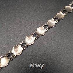 Blue Enamel Flower Silver Bracelet Vintage Silver Used