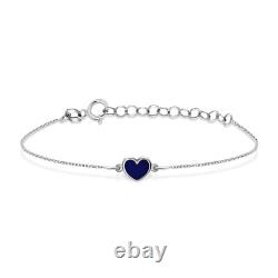Blue Enamel Heart Bracelet in 14 Karat Solid Gold