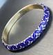 Blue Enamel Sterling Silver Vintage Bangle Bracelet Estate Fine Jewelry
