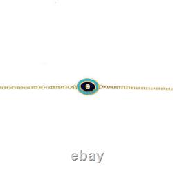 Blue Enamel Yellow Gold Evil Eye Bracelet 14kt